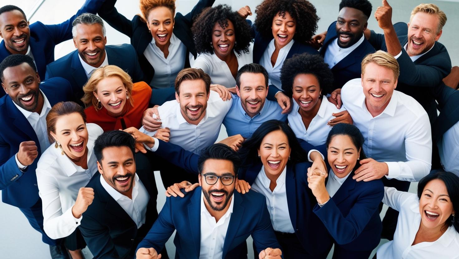 Successful team celebrating together